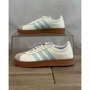 Adidas VL Court Base Women Cream Light Blue Gum Sole Casual Sneakers Size 5.5